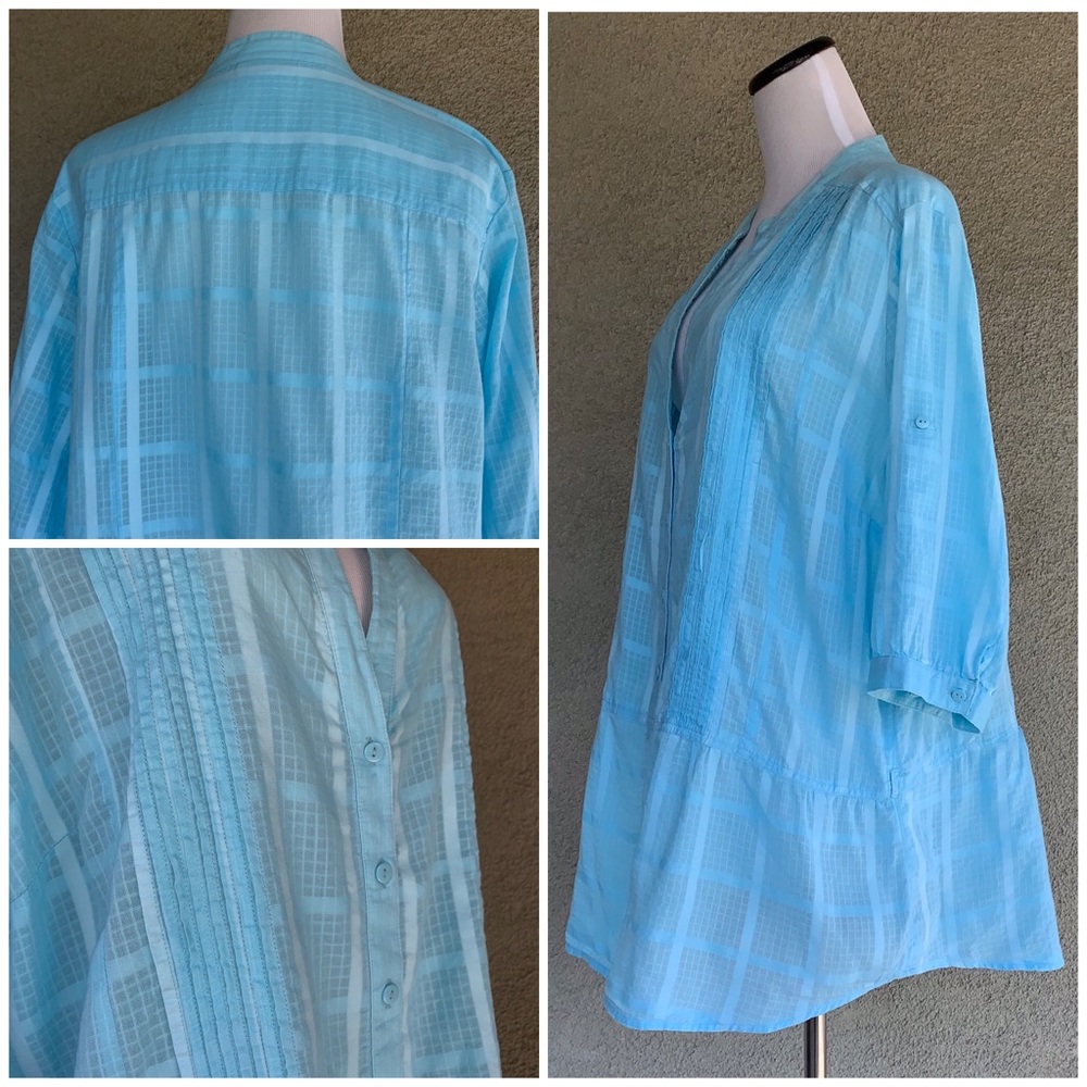 🔥5/$20🔥 “Yessica” Turquoise Blue 100% Cotton Tunic
